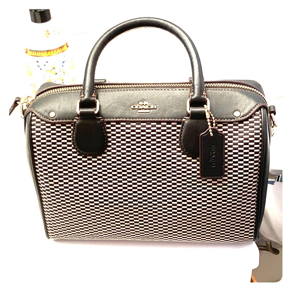 Coach black and off white hand bag